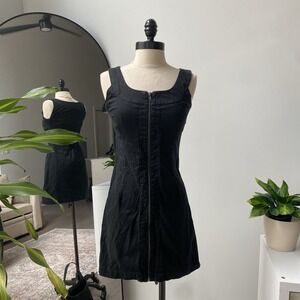Copacabana Vintage Black Front Full Zip Straight Dress Women's Small Summer 1482
